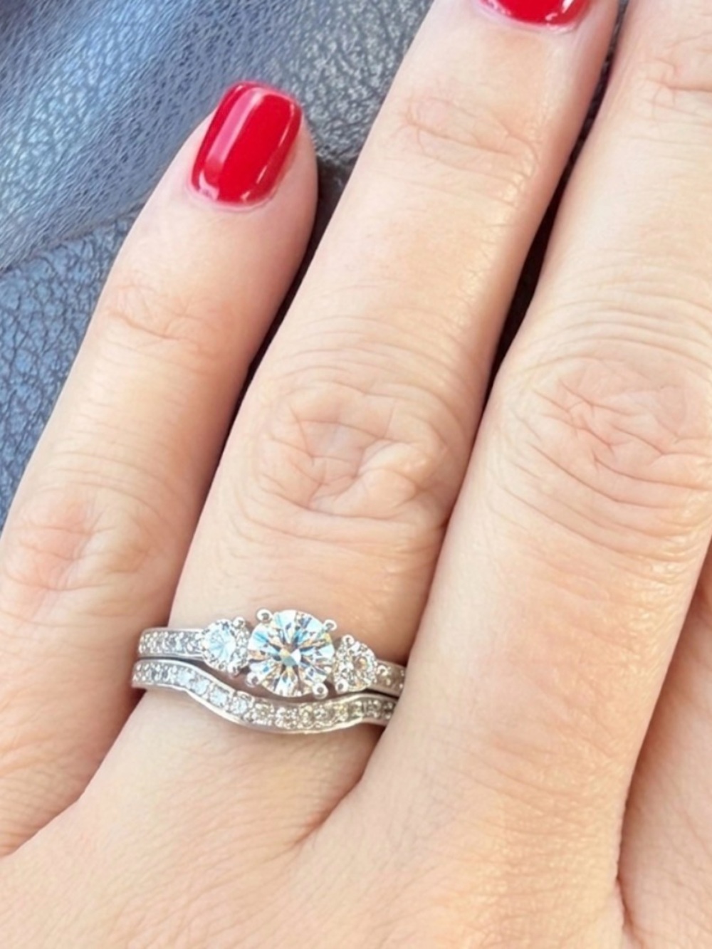 Sterling Silver Bridal Ring Set with Center CZ in Silver Size 6
